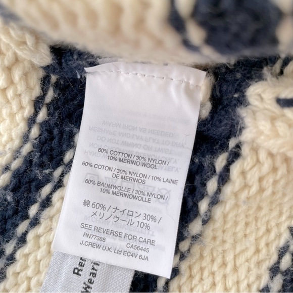 J.Crew Women's Cream Navy Blue Striped Open Front Cardigan Long Lined Size SMALL - Picture 8 of 10